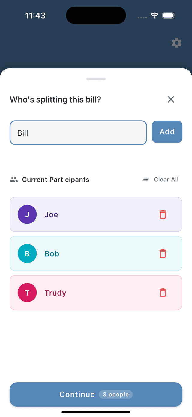Spliq App - Select Participants